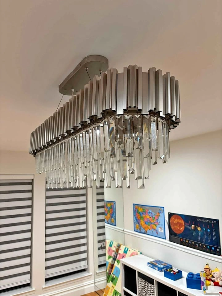 Modern Rectangle Crystal Chandelier Nickel