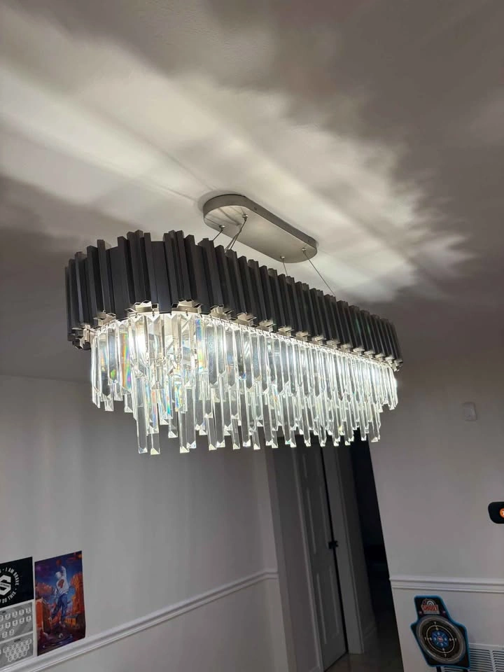 Modern Rectangle Crystal Chandelier Nickel - photo 3