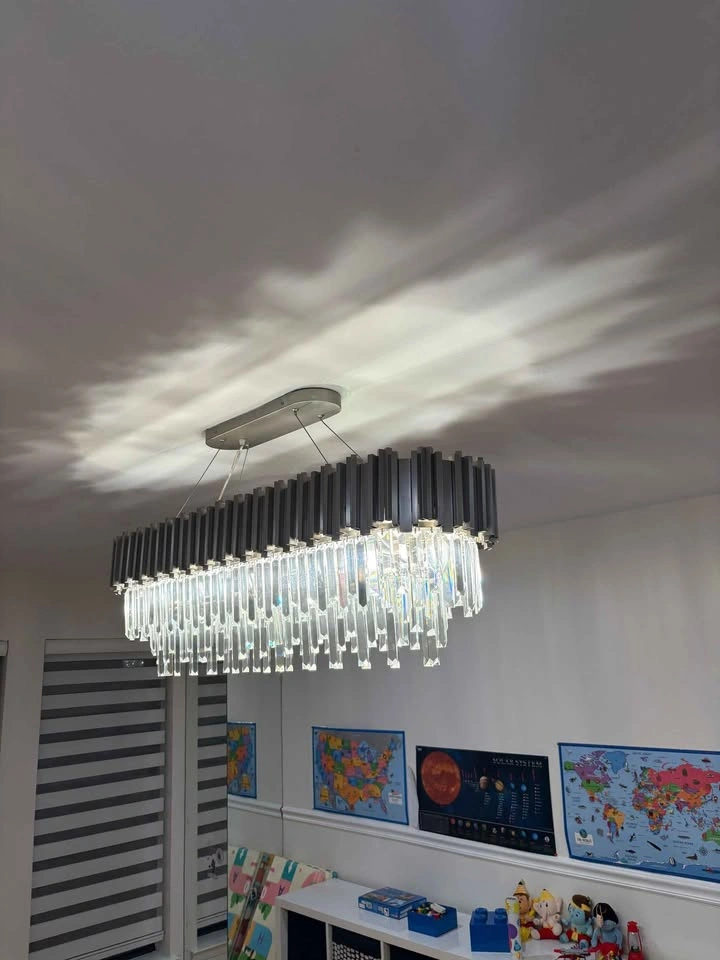 Modern Rectangle Crystal Chandelier Nickel - photo 4