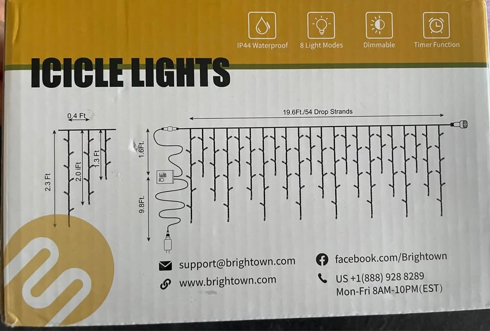 306 LED Icicle Lights - 20ft Outdoor/Indoor with Remote - Brand - photo 2