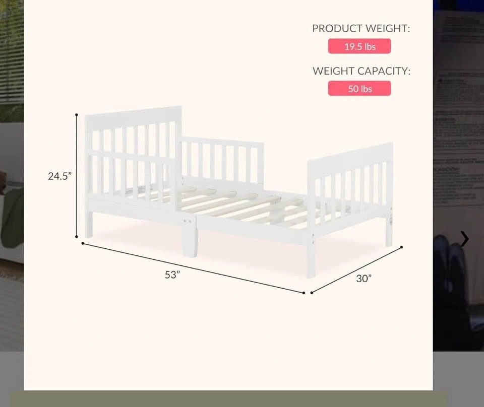Dream On Me "Finn" Toddler Bed - White - photo 2