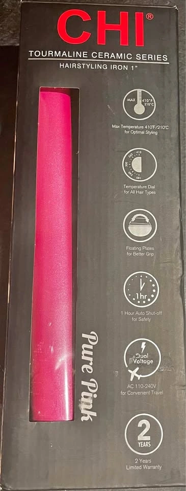 NEW CHI 1" Tourmaline Ceramic Hairstyling Iron - Pure Pink