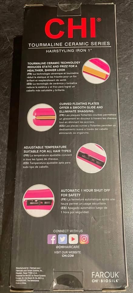 NEW CHI 1" Tourmaline Ceramic Hairstyling Iron - Pure Pink - photo 3