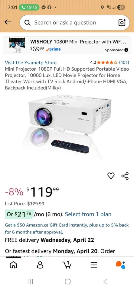 Ysametp 1080P Portable Mini Projector - photo 2