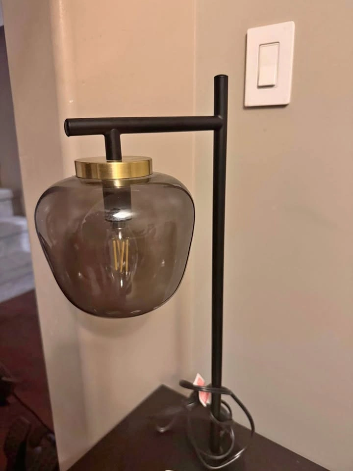Modern Lamps - Smoked Glass Globe, Black + Brass