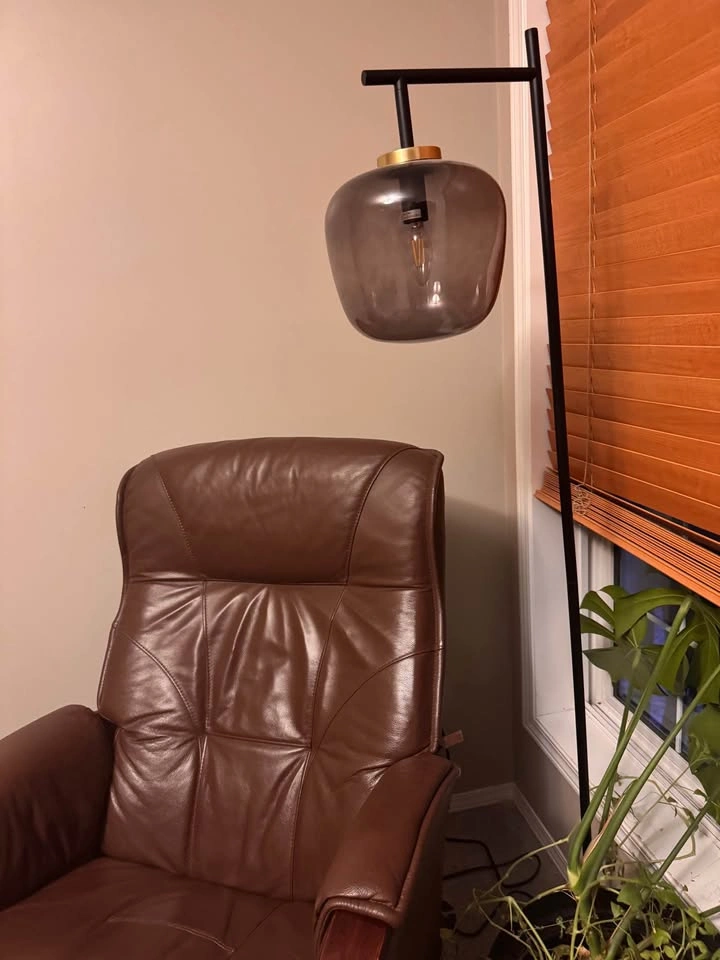 Modern Lamps - Smoked Glass Globe, Black + Brass - photo 2