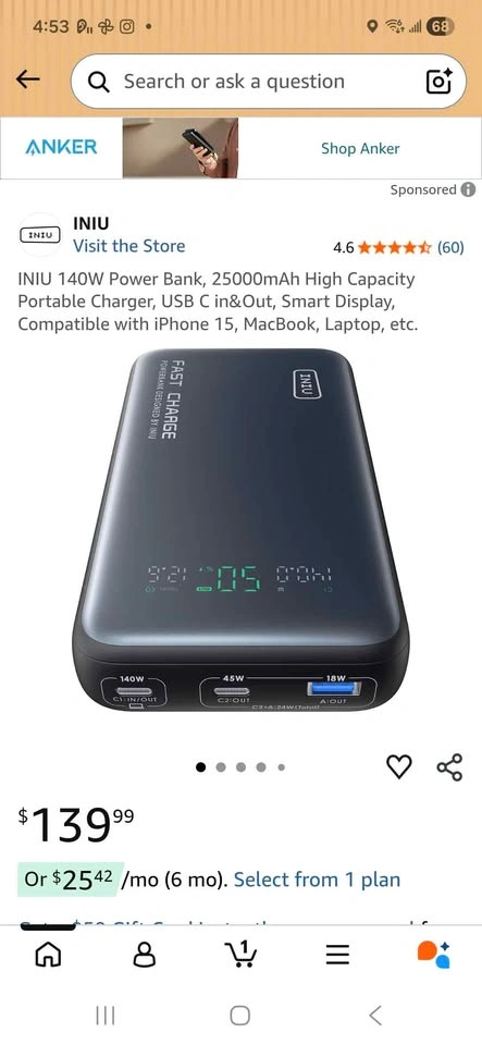 INIU 140W 27000mAh Power Bank BI-B64 Fast Charge Pro - photo 2