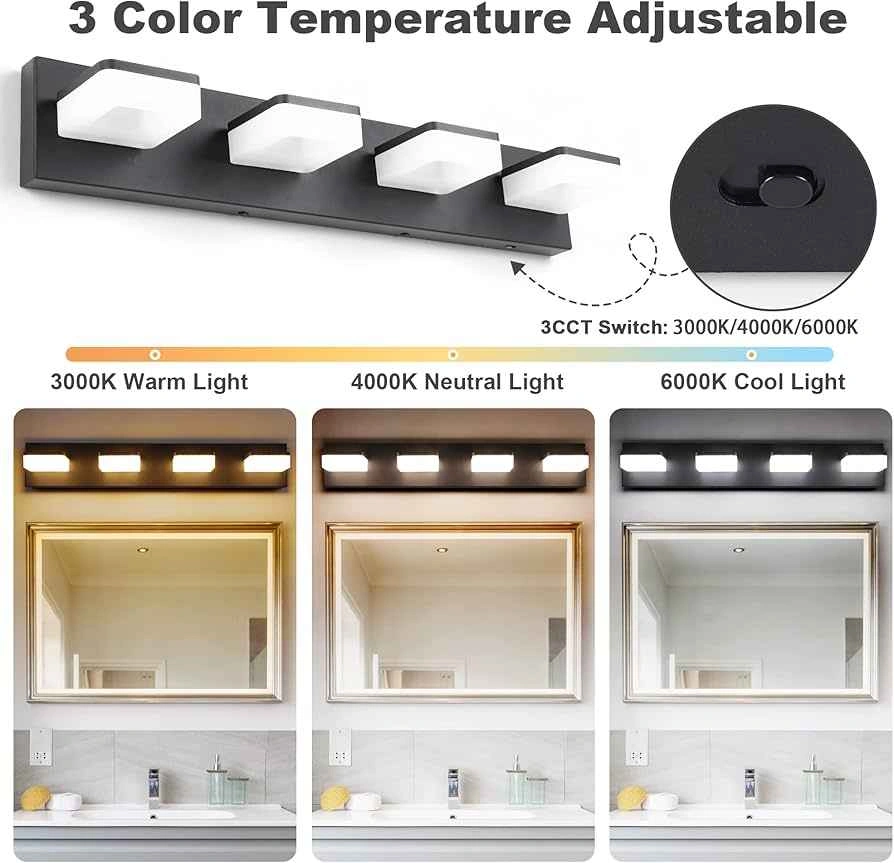 3 Colors Dimmable Black Vanity Lights - photo 2
