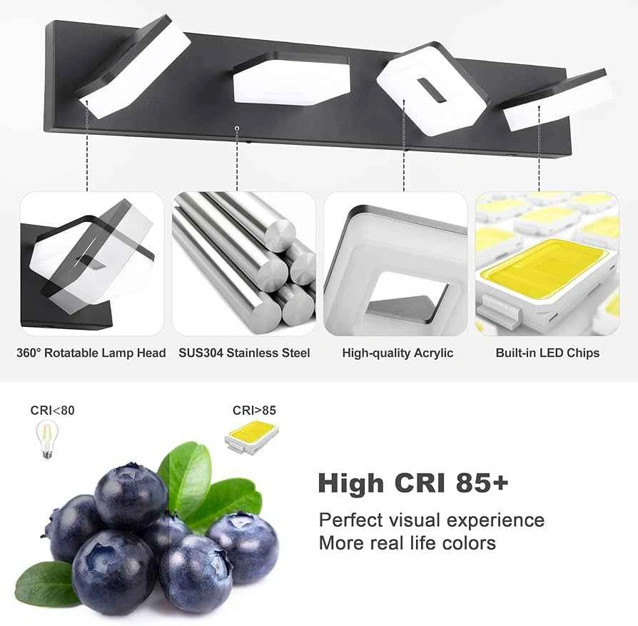 3 Colors Dimmable Black Vanity Lights - photo 4