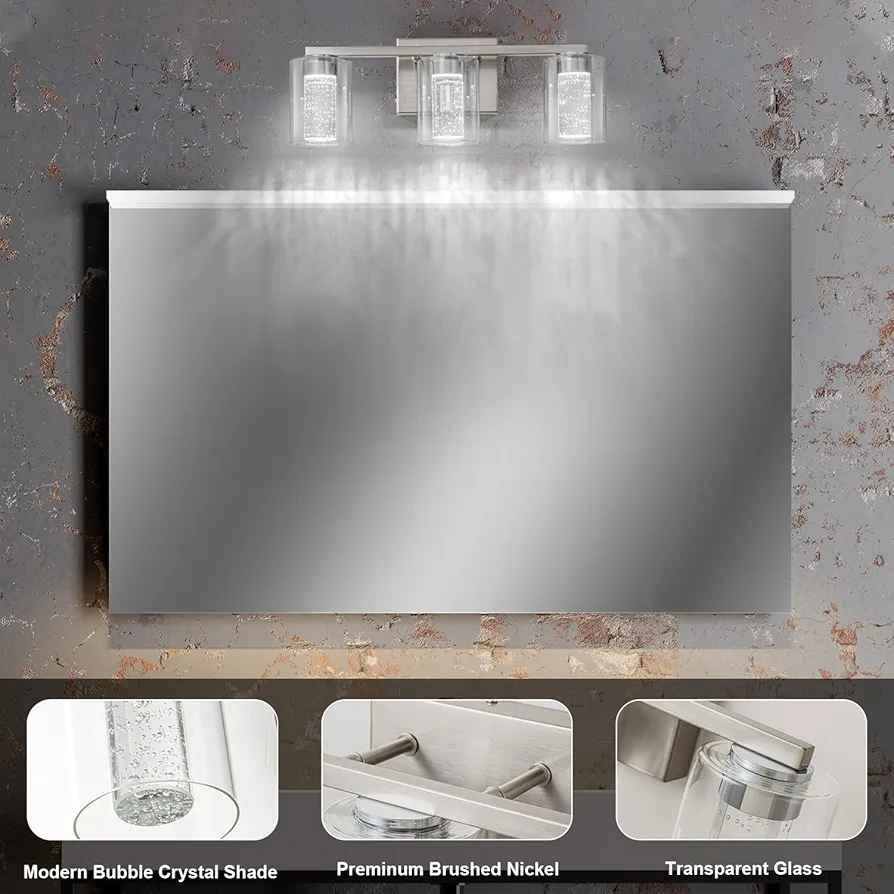 SineRise 3-Light Brushed Nickel Vanity Light - photo 5