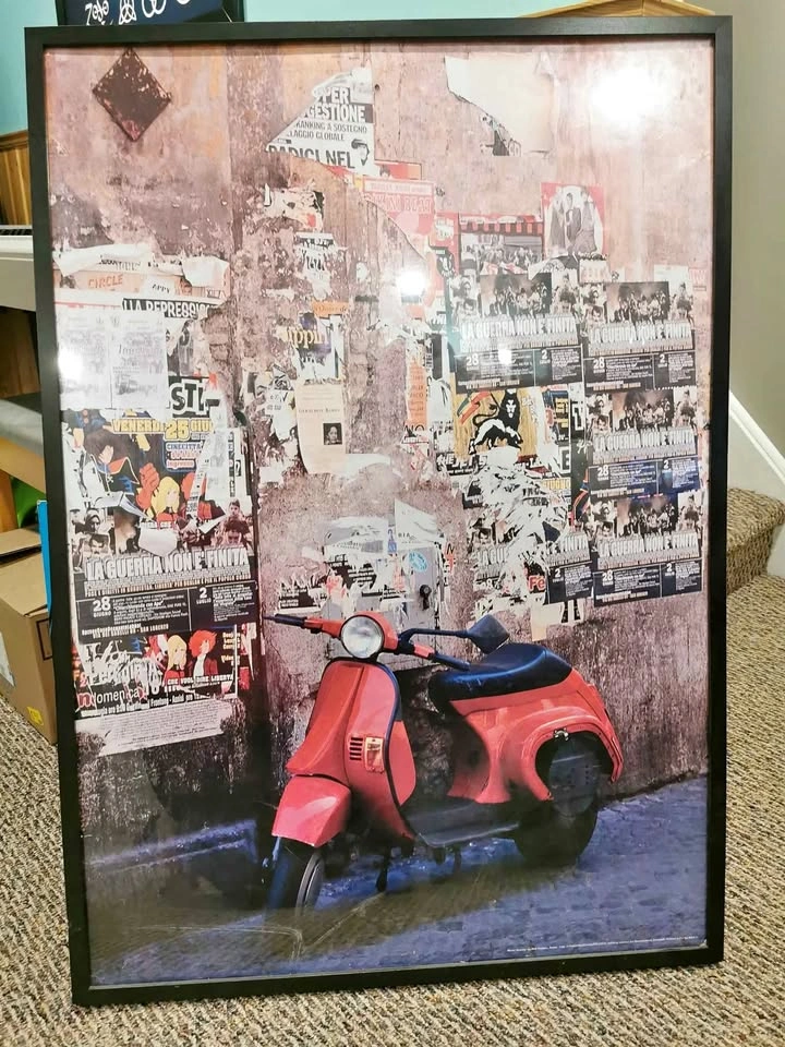 Framed Vespa Poster