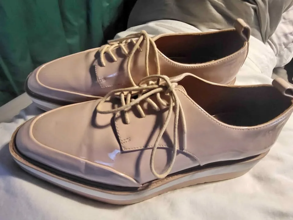 Zara Beige Platform Shoes thumbnail