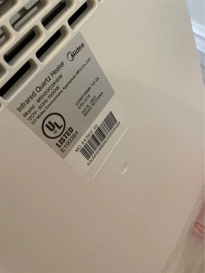 Midea 1500W Infrared Radiant Quartz Tower Heater (White) - photo 3
