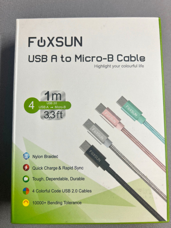 Foxsun Micro USB Charging Cable 4-Pack