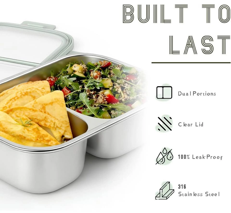 (New)2 Pack 316 Stainless Steel Bento Box (33oz/1000ml Blue) - photo 4