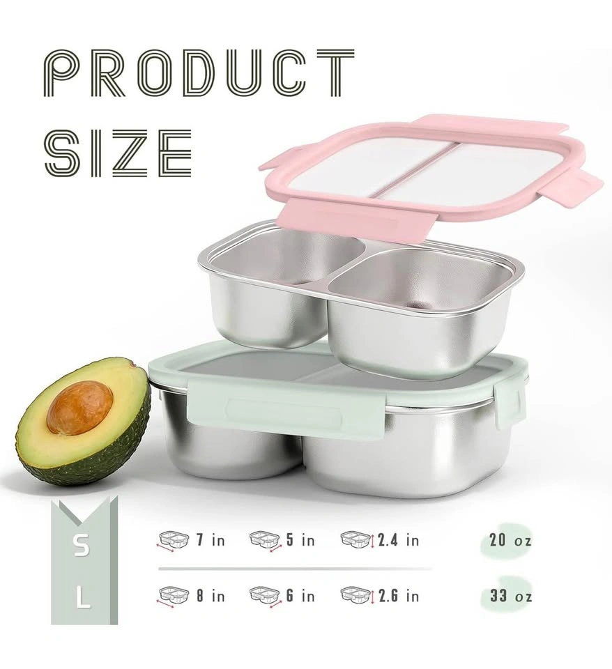 (New)2 Pack 316 Stainless Steel Bento Box (33oz/1000ml Blue) - photo 5