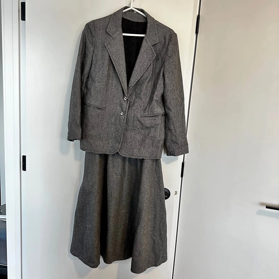 Women's Grey Blazer Skirt Suit Size S