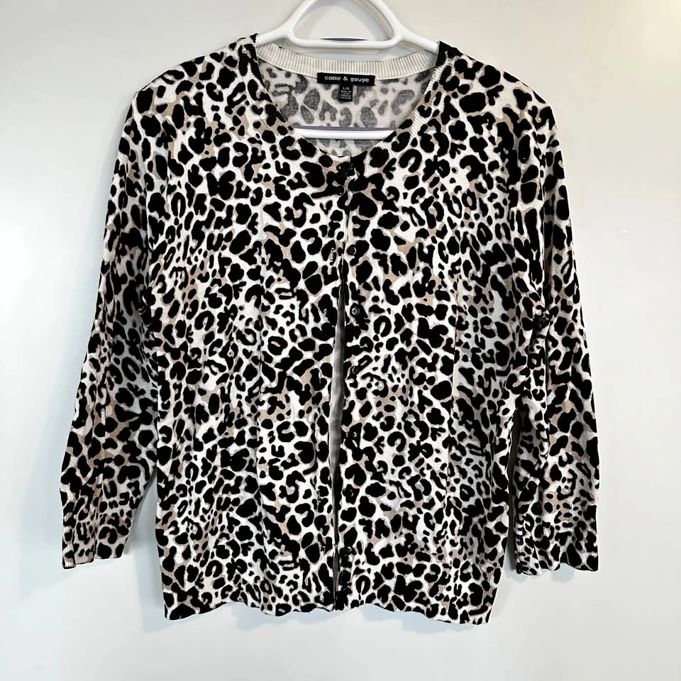 Leopard Print Cardigan Large