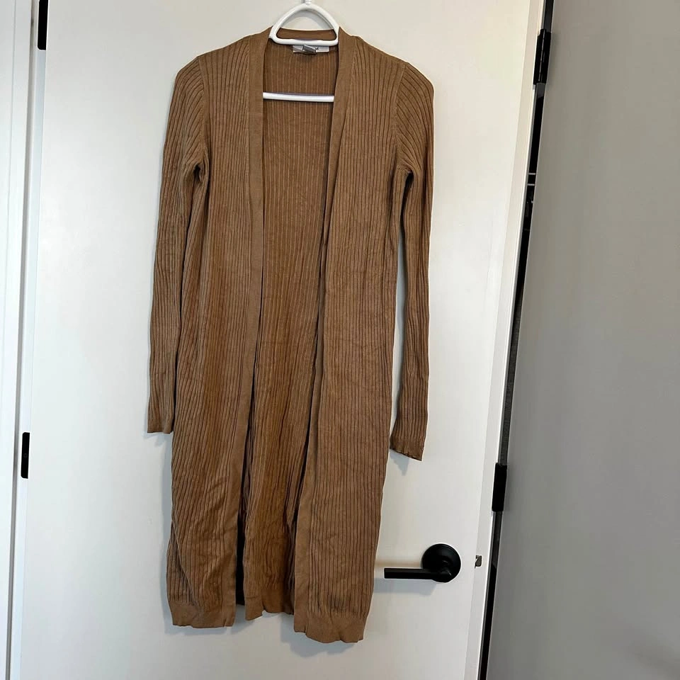 Ribbed Cardigan S Brown