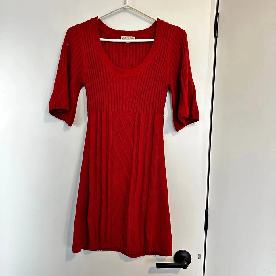 Red Knit Sweater Dress M