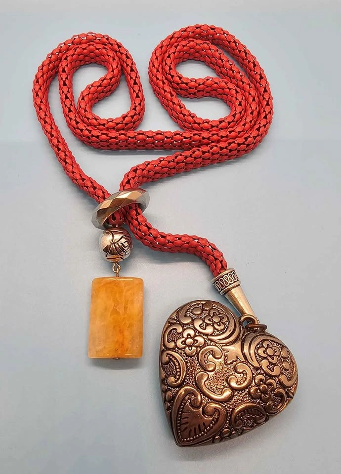 Handmade Tie Style Necklace - Heart Pendant - photo 3