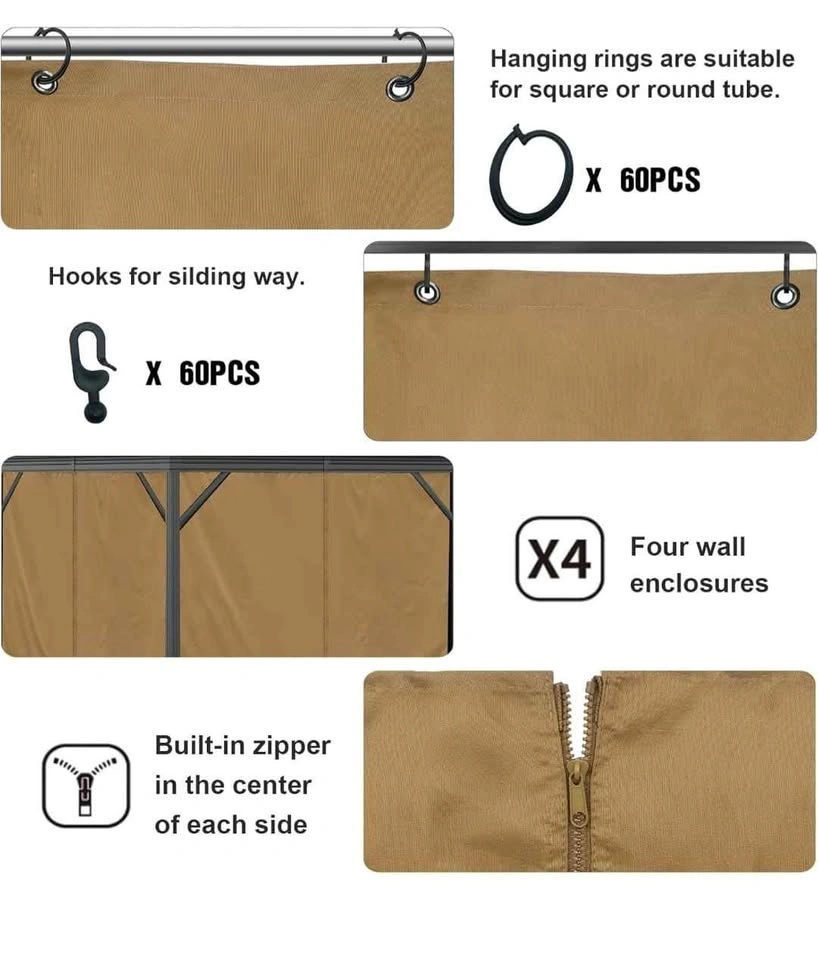 Brand New Gazebo Curtains (10x12ft, Khaki) - photo 5
