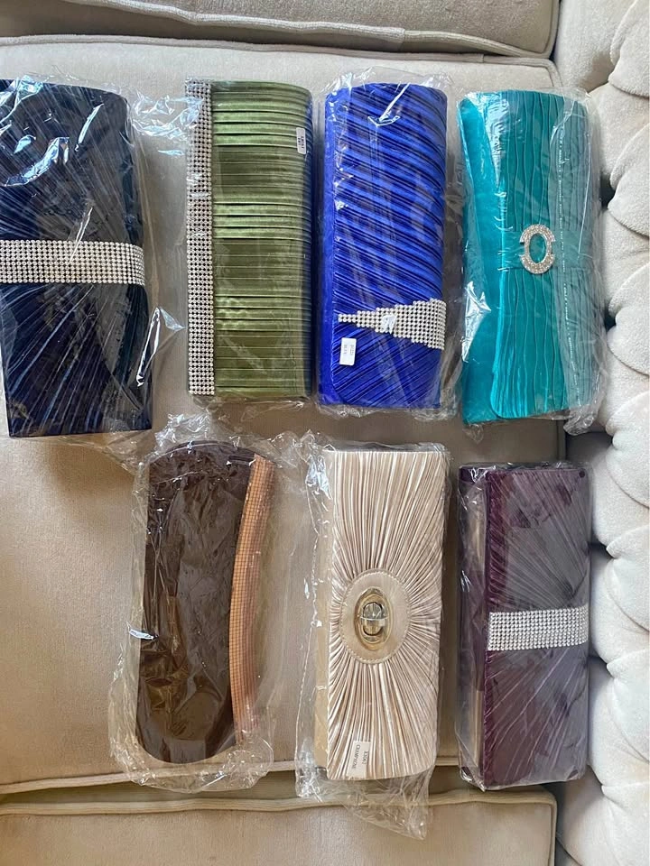 New Clutch Bags - Various Colors w Rhinestone Accents