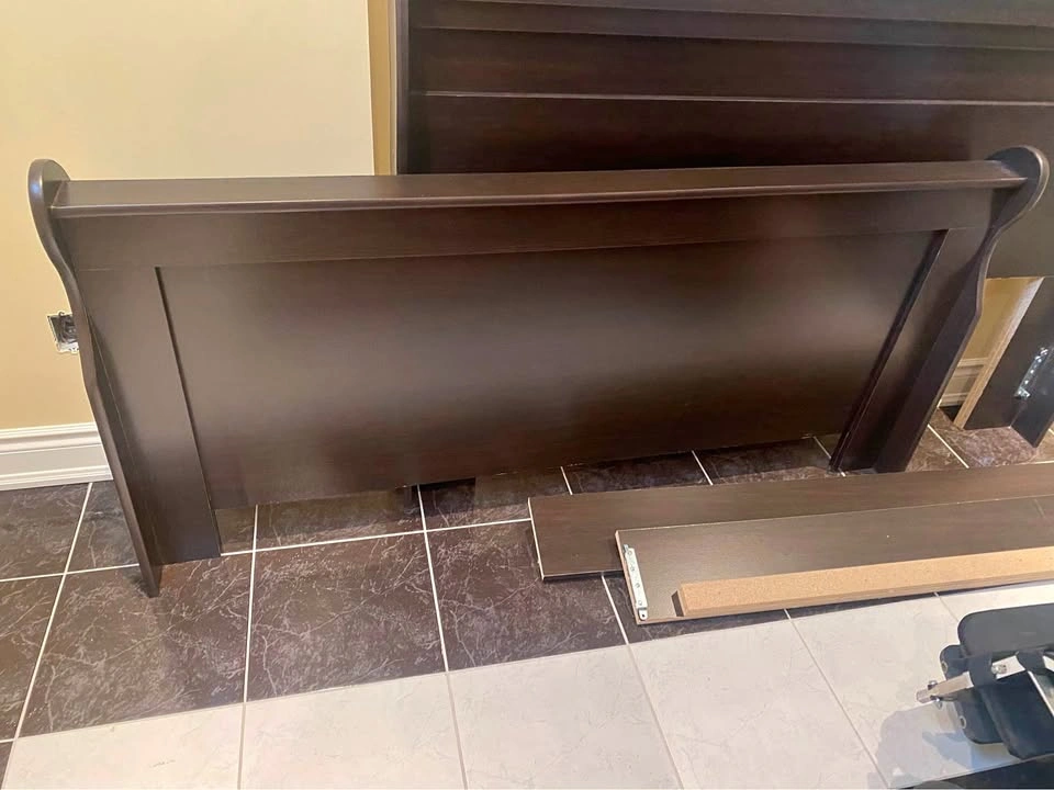 Dark Brown Wood Sleigh Bed Frame