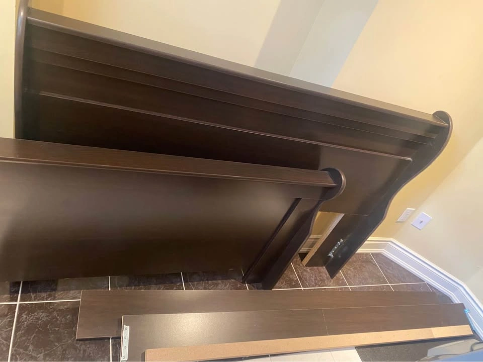 Dark Brown Wood Sleigh Bed Frame - photo 2