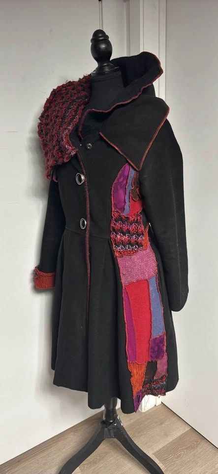 Unique Patchwork Black Long Fairy Wizard Festival Coat (whimsica - photo 2