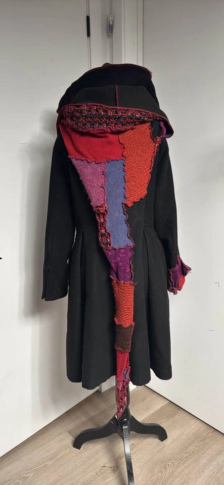 Unique Patchwork Black Long Fairy Wizard Festival Coat (whimsica - photo 5