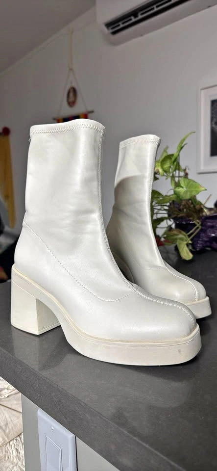 White Platform Ankle Boots size 9