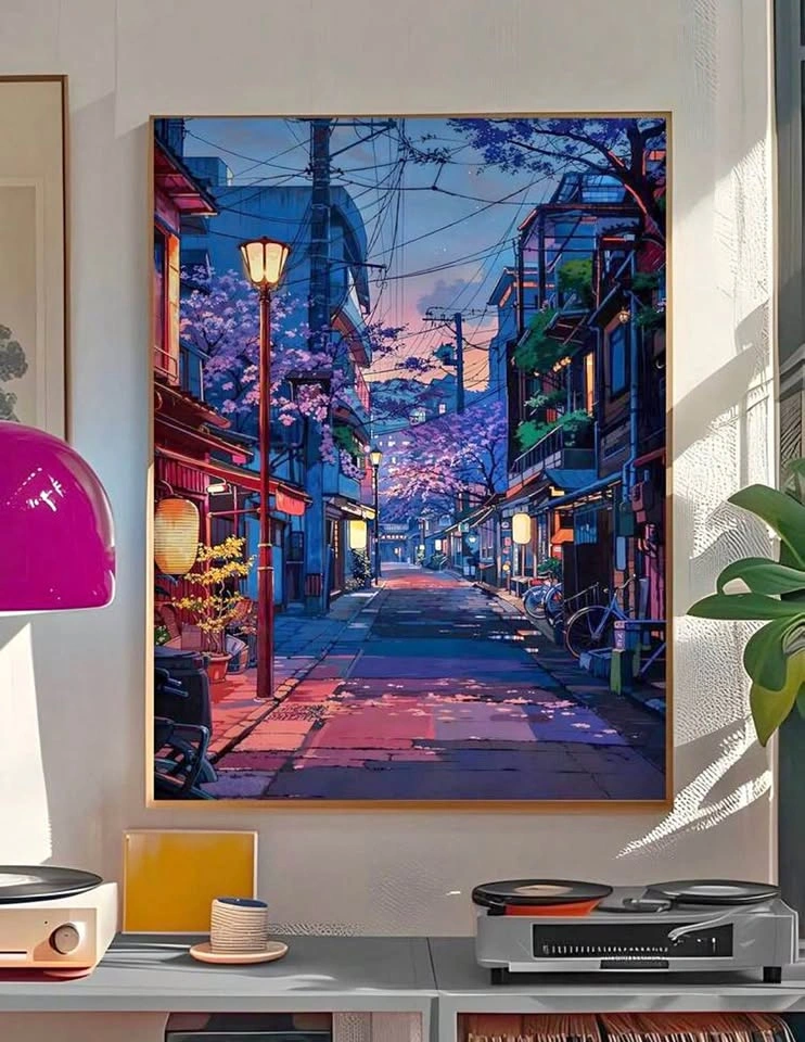Tokyo night street poster