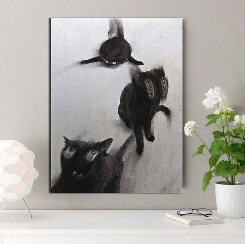 Black Cat Hazy Wall Art Poster - photo 2