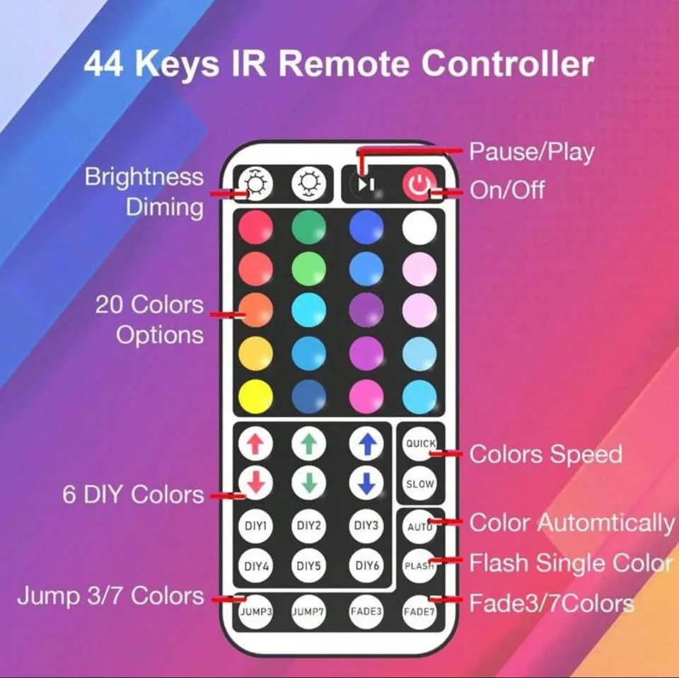50ft LED Lights with 44 Key Color Remote - photo 3