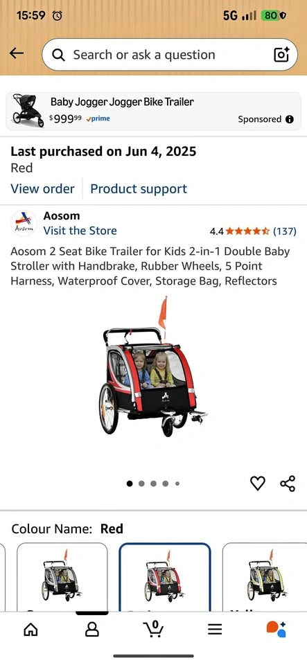 Aosom 2 Seat Bike Trailer for Kids
