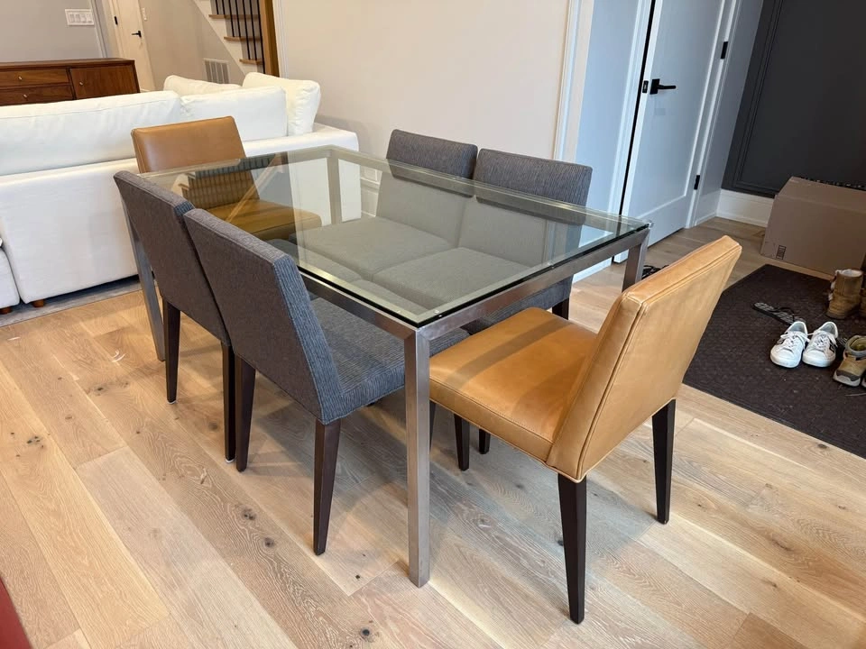 Room & Board Dining Table Set (Seats 6) – Glass & Stainless Stee - photo 2