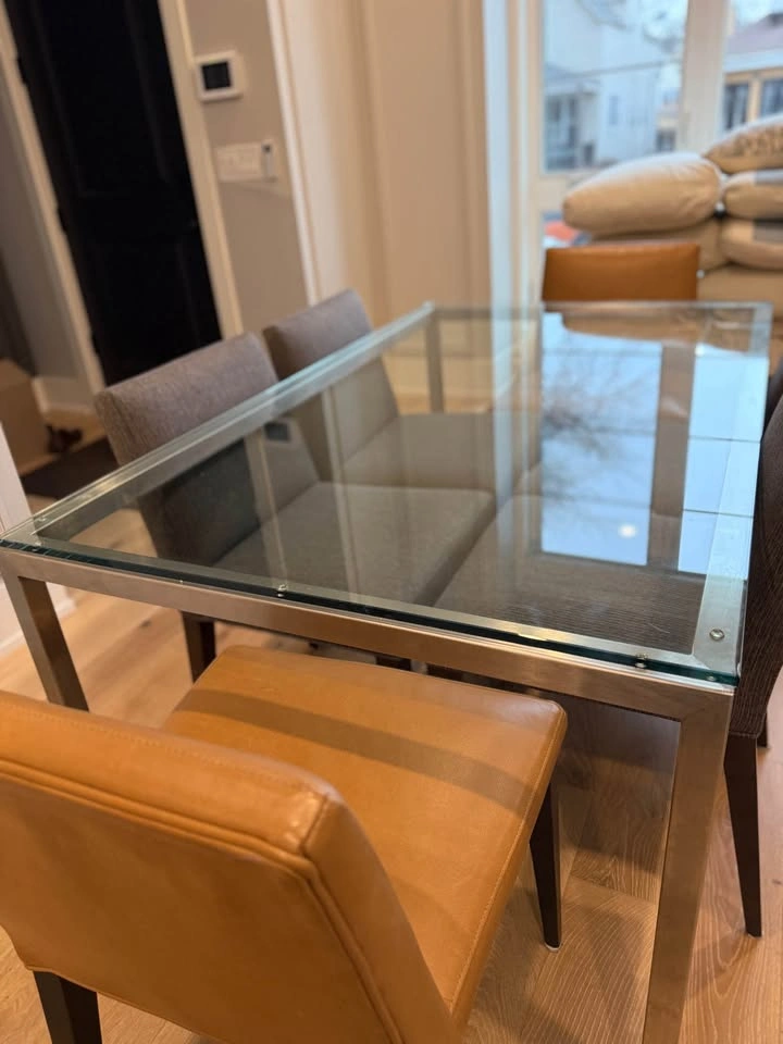 Room & Board Dining Table Set (Seats 6) – Glass & Stainless Stee - photo 3