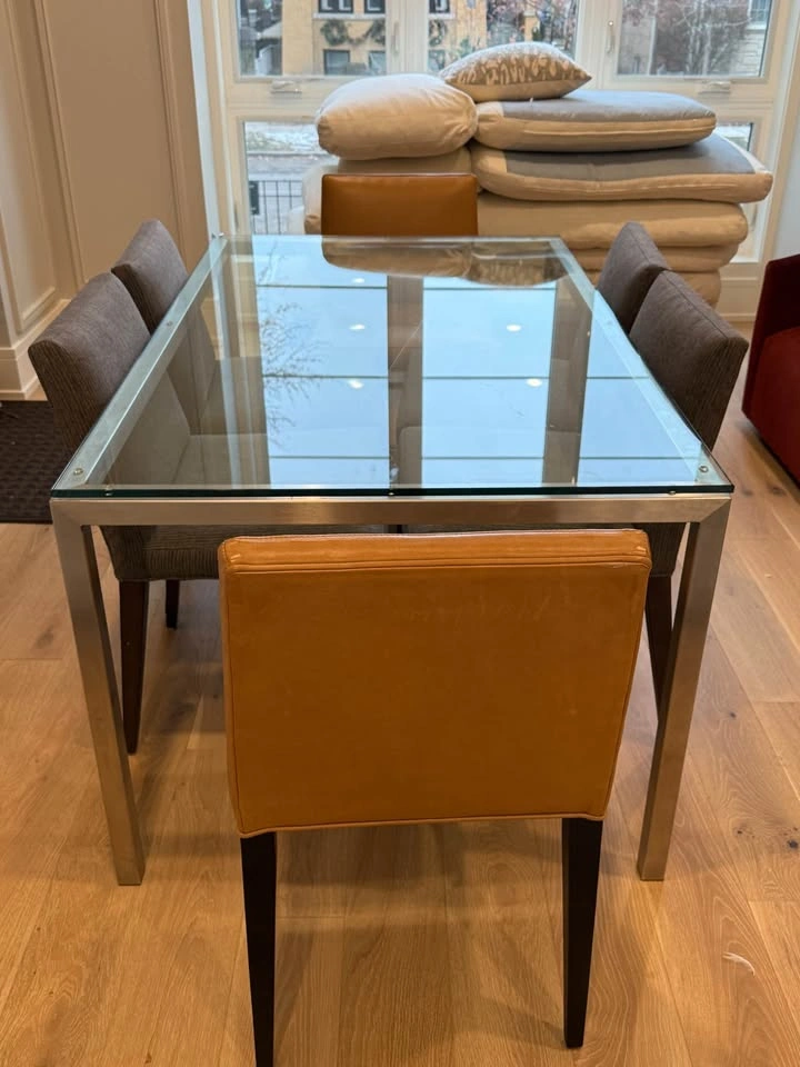 Room & Board Dining Table Set (Seats 6) – Glass & Stainless Stee - photo 4
