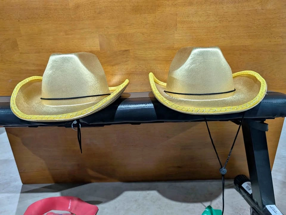 2 Gold Cowboy Hats – Party / Costume