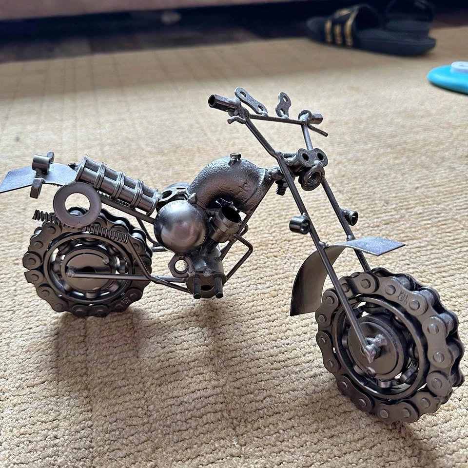 Metal Motorcycle Sculpture Art