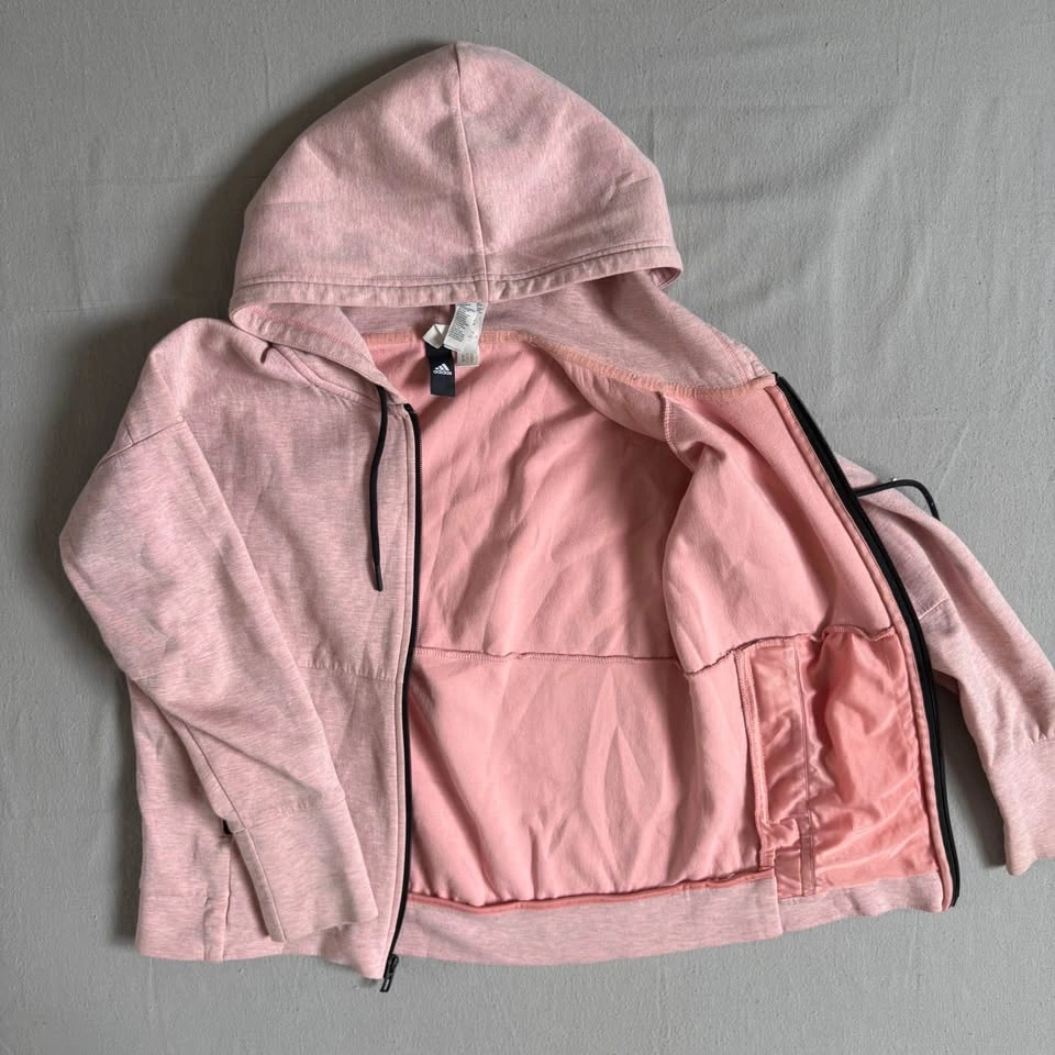 Adidas Pink Zip Hoodie Lightweight Athleisure Women’s Small S - photo 2