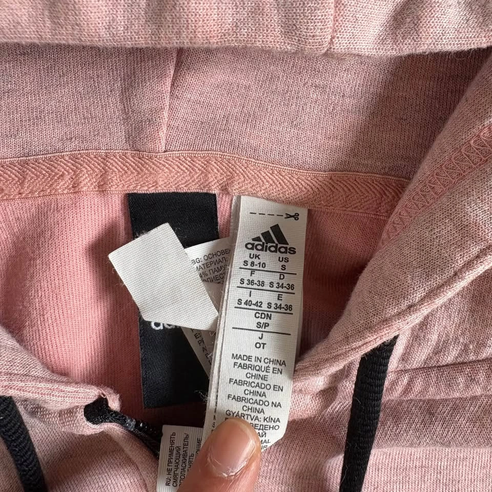 Adidas Pink Zip Hoodie Lightweight Athleisure Women’s Small S - photo 4