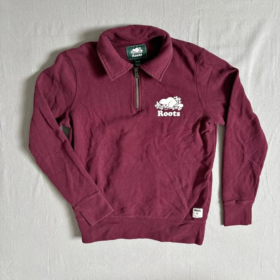 Roots maroon quarter-zip sweatshirt XS