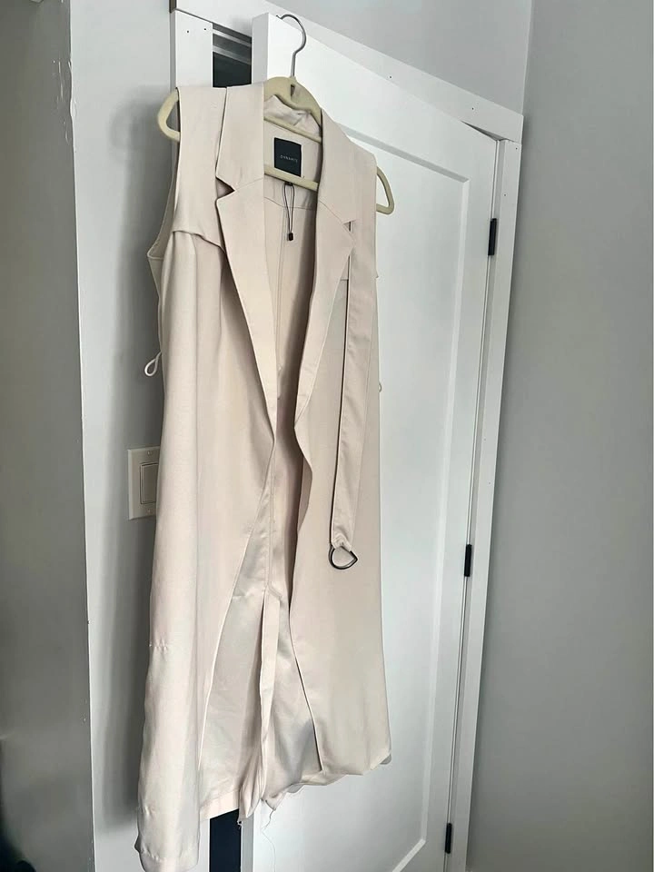 Sleeveless Trench Coat-Style Vest - Size Small