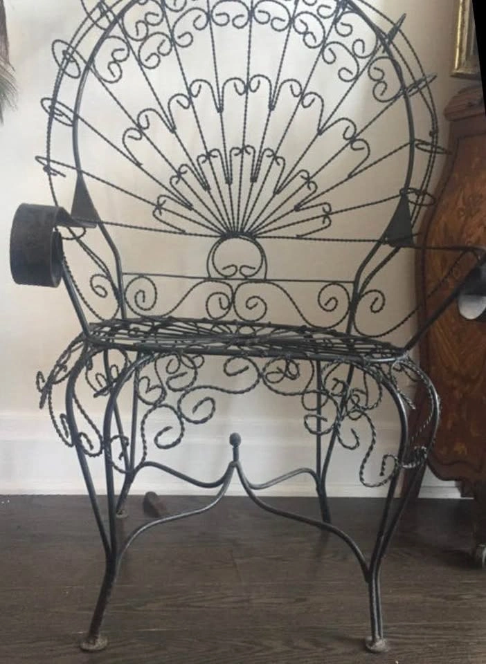Iron peacock chairs outdoor indoor Salerni Rod iron Vintage anti - photo 3