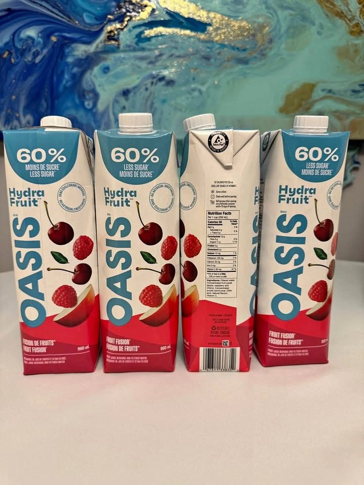 Oasis Hydra Fruit Fusion Juice 60% Less Sugar 960mL 4-Pack