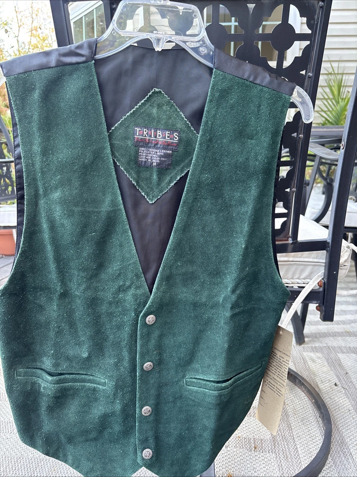 Vintage Medium Leather Vest - Tribes Green Suede