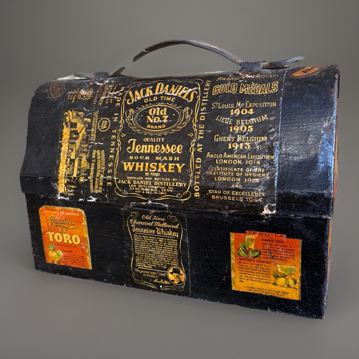 Vintage Whiskey Label Display Box - Jack Daniel’s, Thorns Scotch