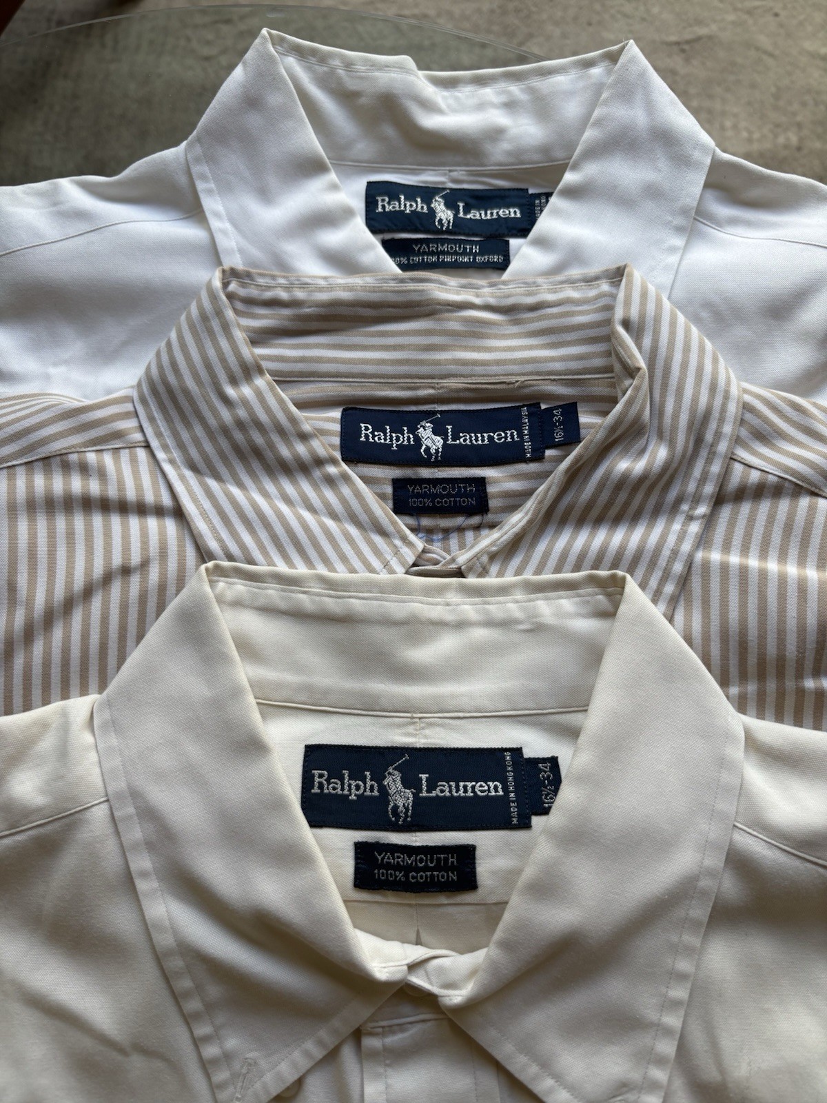 Lot of 3 Polo Ralph Lauren Mens Large Button Down Shirts